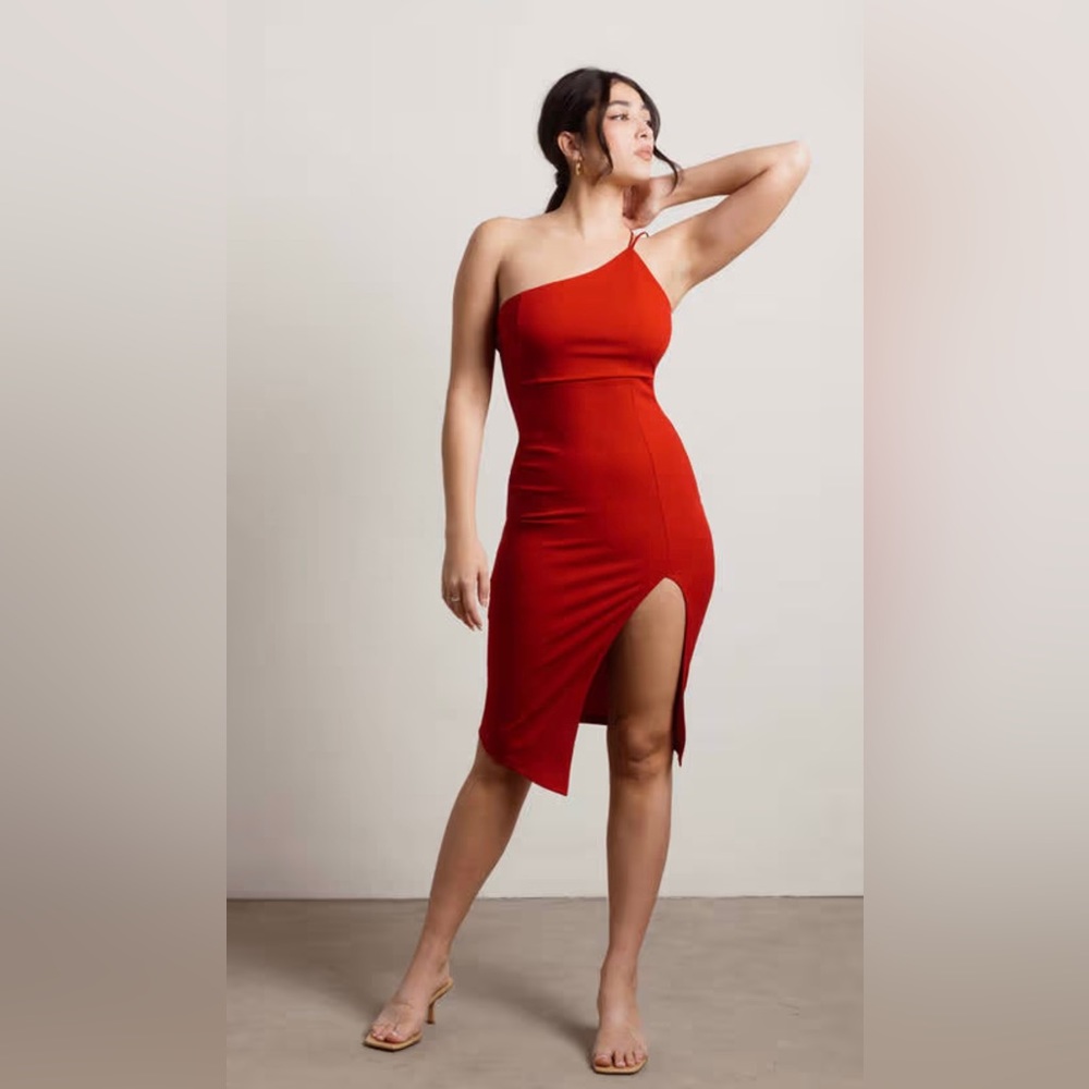 Cefian One Shoulder Leg Slit Dress